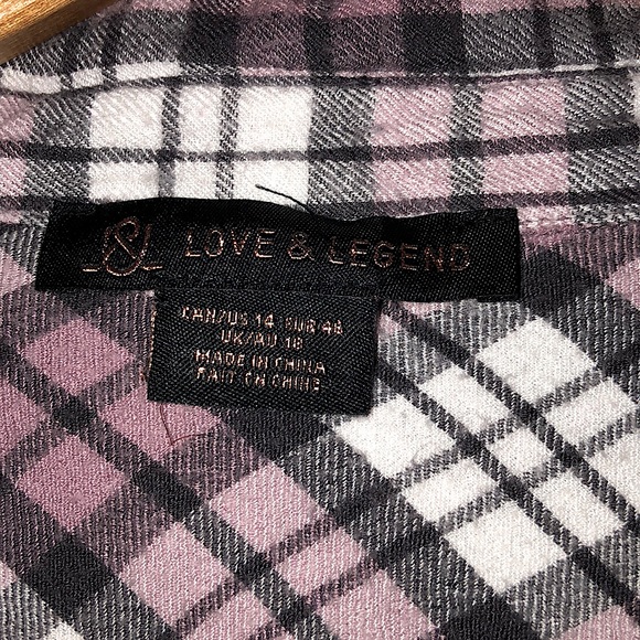 Love & Legend Addition Elle pink plaid button down - Picture 2 of 4